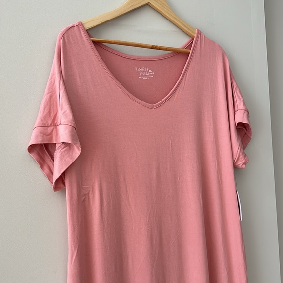 Time and Tru Light Pink Side Slit V-Neck Dress Size XL 16-18 - Picture 3 of 12